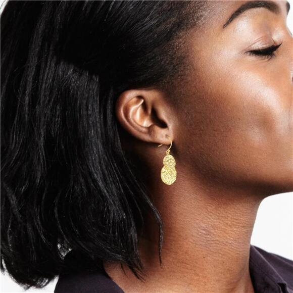 Gold Dangle Earrings – 14K Gold Plated Drop Earrings - Picture 4 of 6